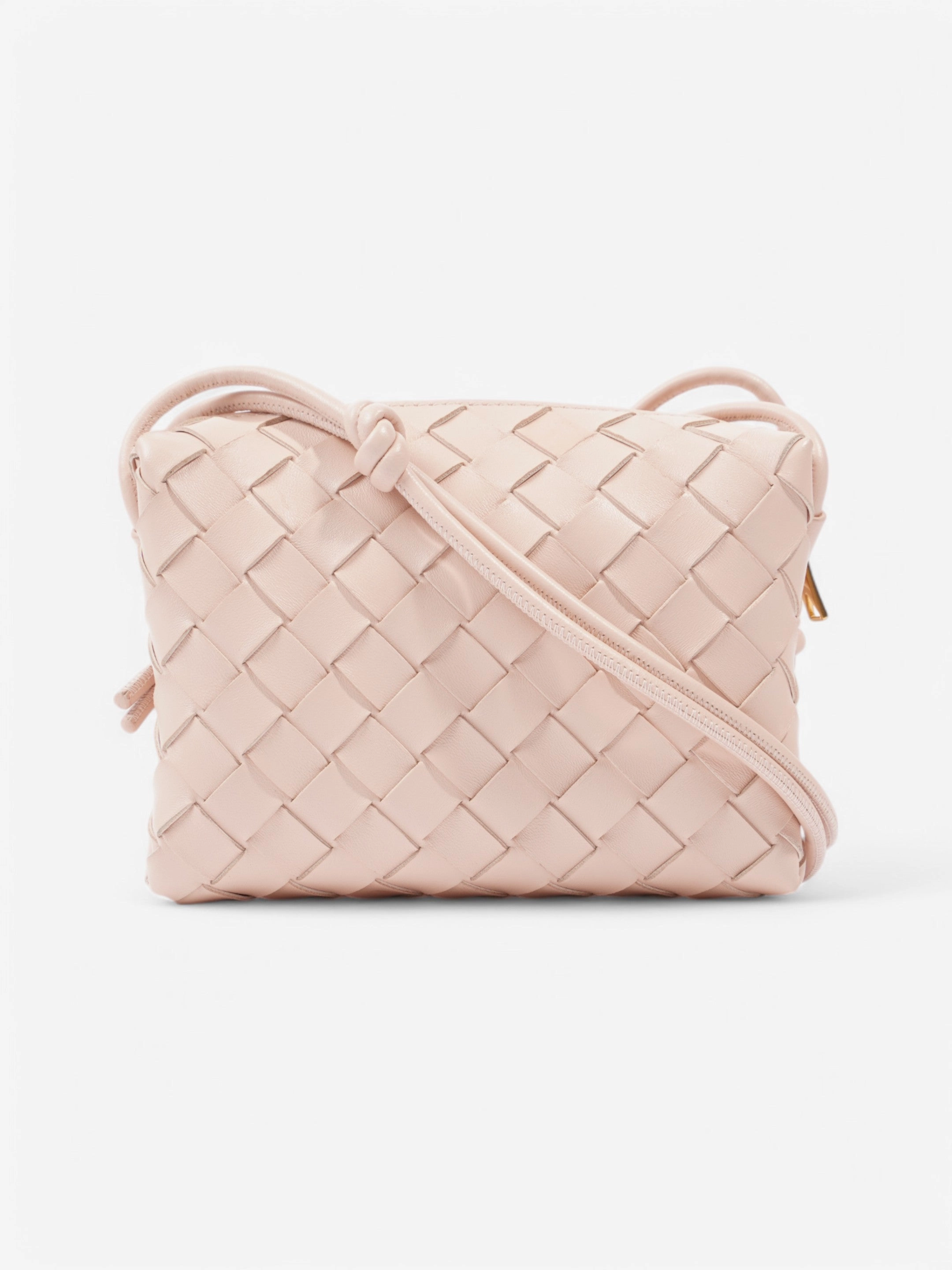 Bottega Veneta Loop Shoulder Bag Light Pink Intrecciato Leather Mini