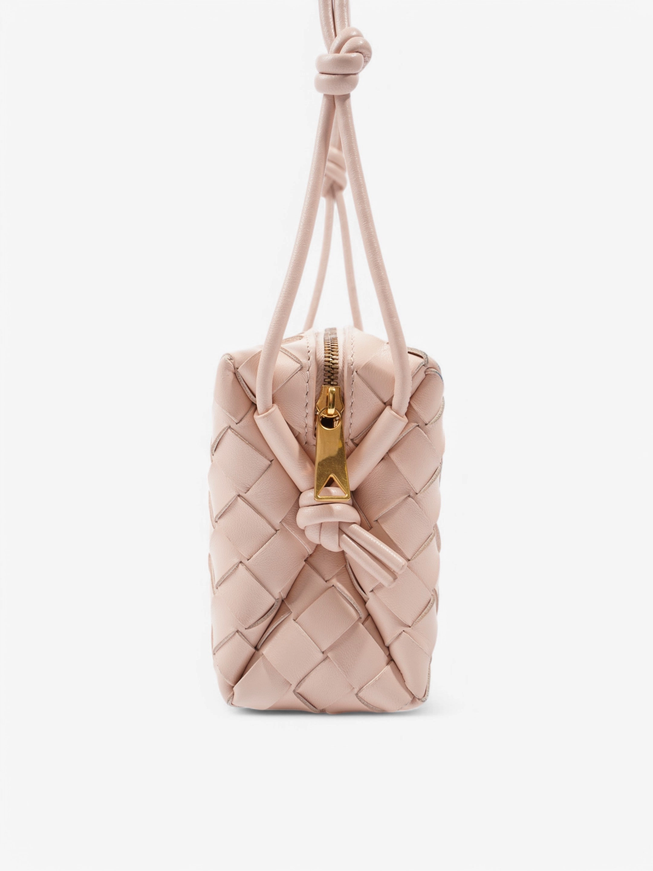 Bottega Veneta Loop Shoulder Bag Light Pink Intrecciato Leather Mini