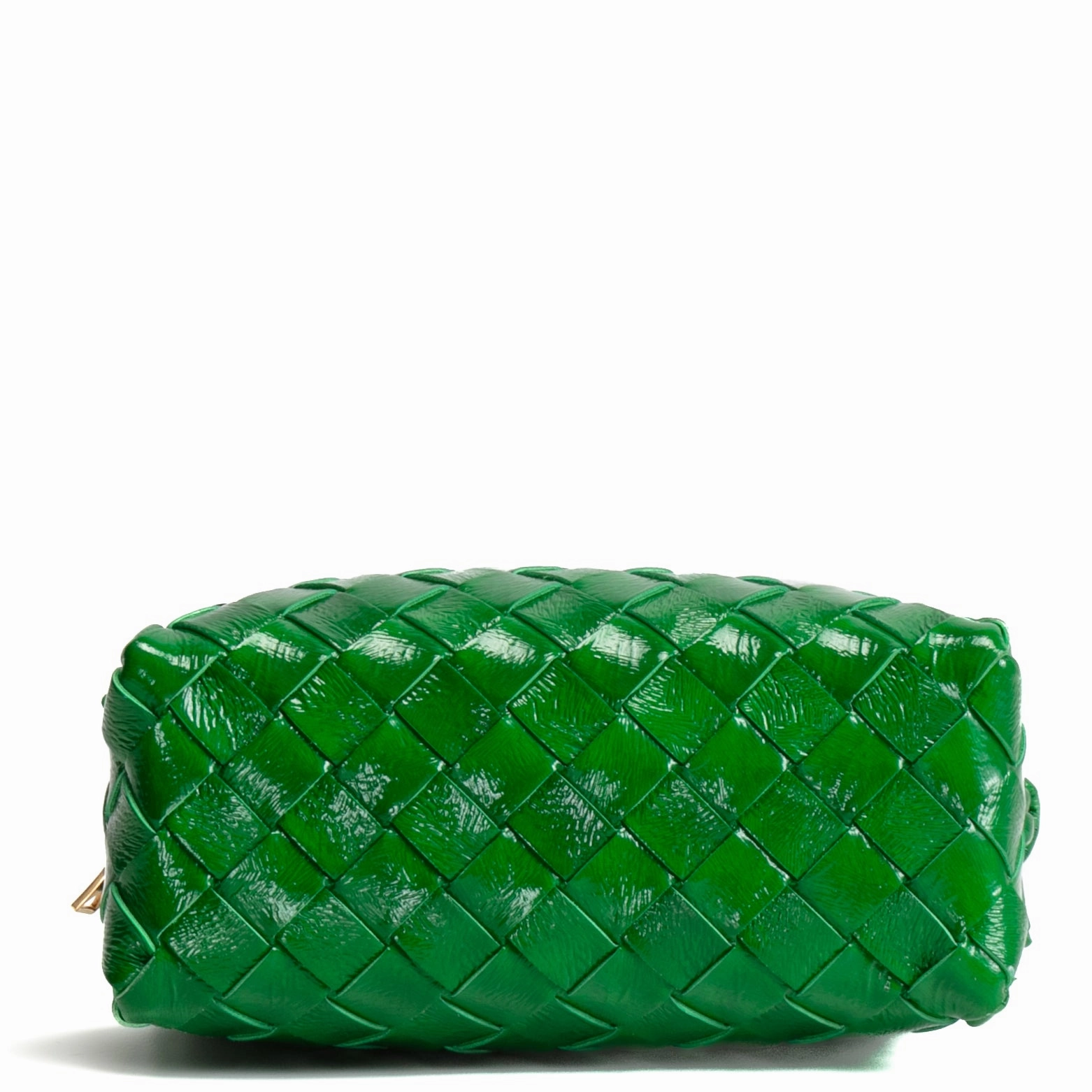 BOTTEGA VENETTA Patent Intrecciato Mini Loop Camera Bag - Green