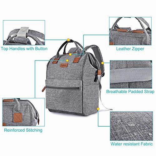 BRINCH Laptop Backpack 15.6 Inch Wide Open Computer Backpack Laptop Bag College Rucksack Water Resistant Business Travel Backpack Multipurpose Casual Daypack with USB Charging Port for Women Men,Gray