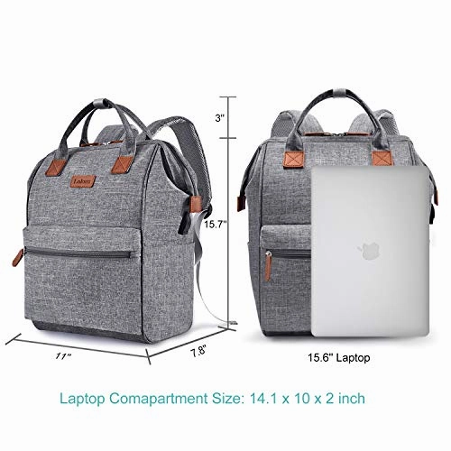 BRINCH Laptop Backpack 15.6 Inch Wide Open Computer Backpack Laptop Bag College Rucksack Water Resistant Business Travel Backpack Multipurpose Casual Daypack with USB Charging Port for Women Men,Gray