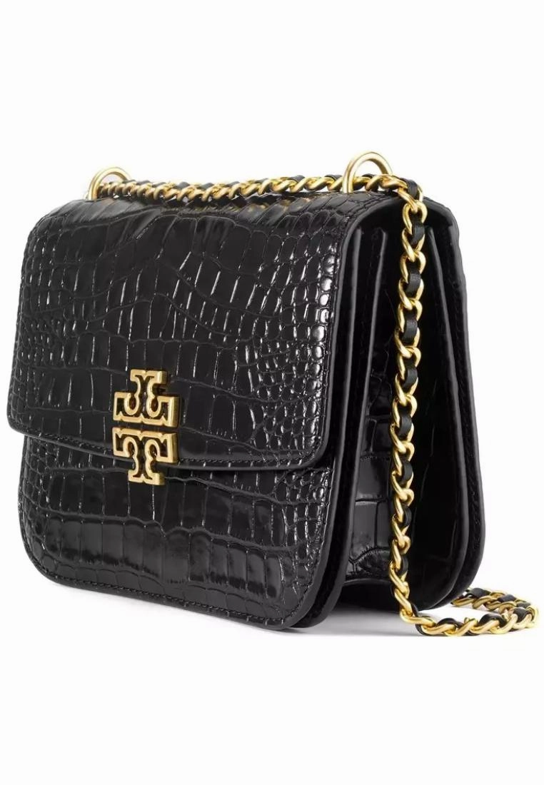 Britten Convertible Shoulder Bag  Croc Effect- Black