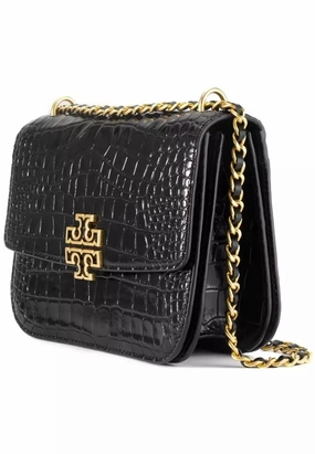 Britten Convertible Shoulder Bag  Croc Effect- Black