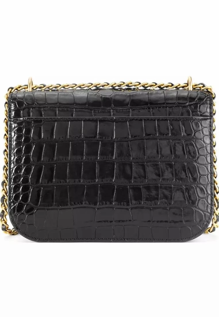 Britten Convertible Shoulder Bag  Croc Effect- Black