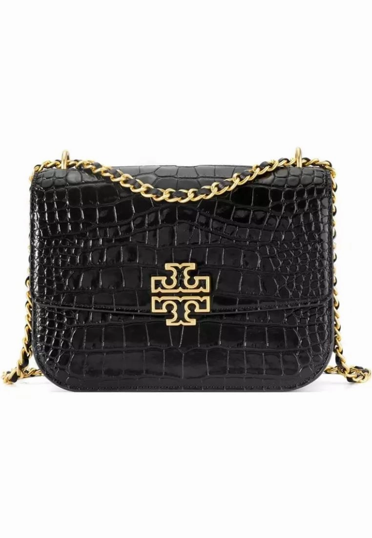 Britten Convertible Shoulder Bag  Croc Effect- Black