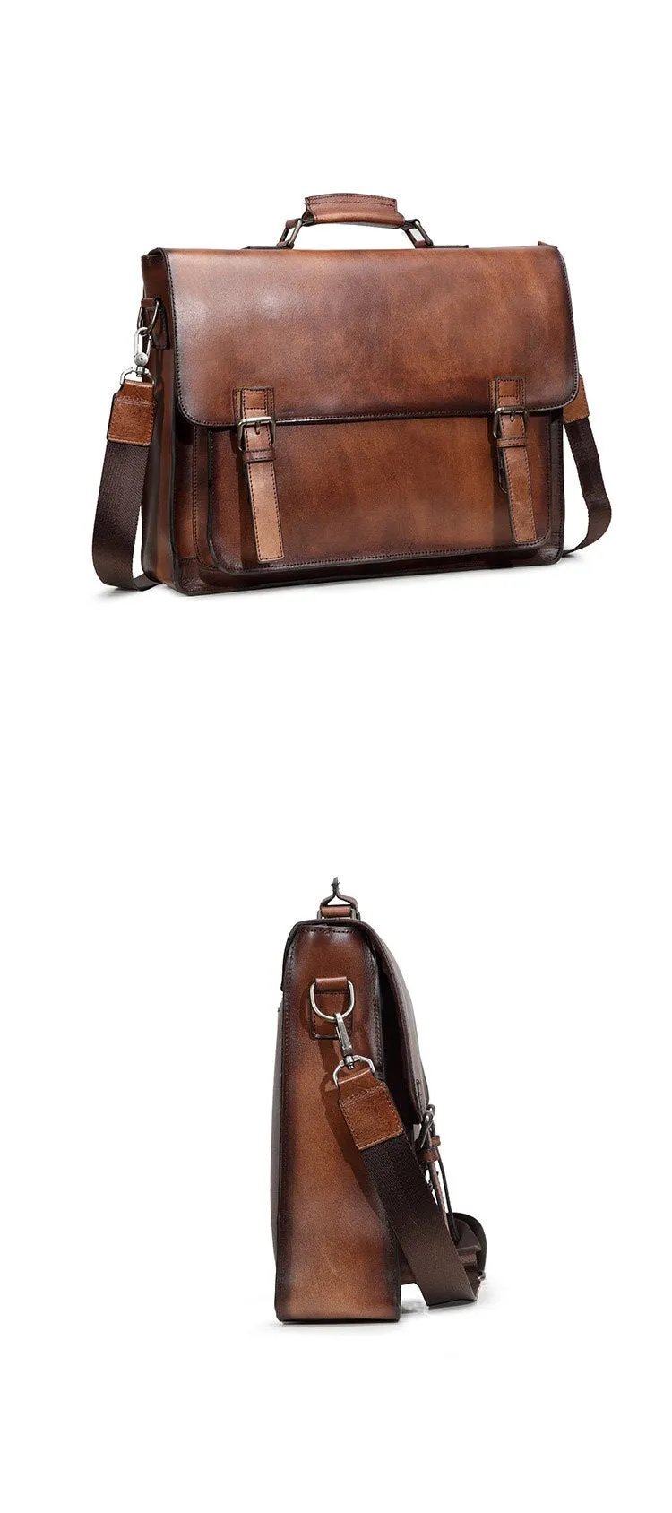 Brown Leather Men's Professional Briefcase 14??Laptop Handbag Black Business Bag Messenger Bag For Men