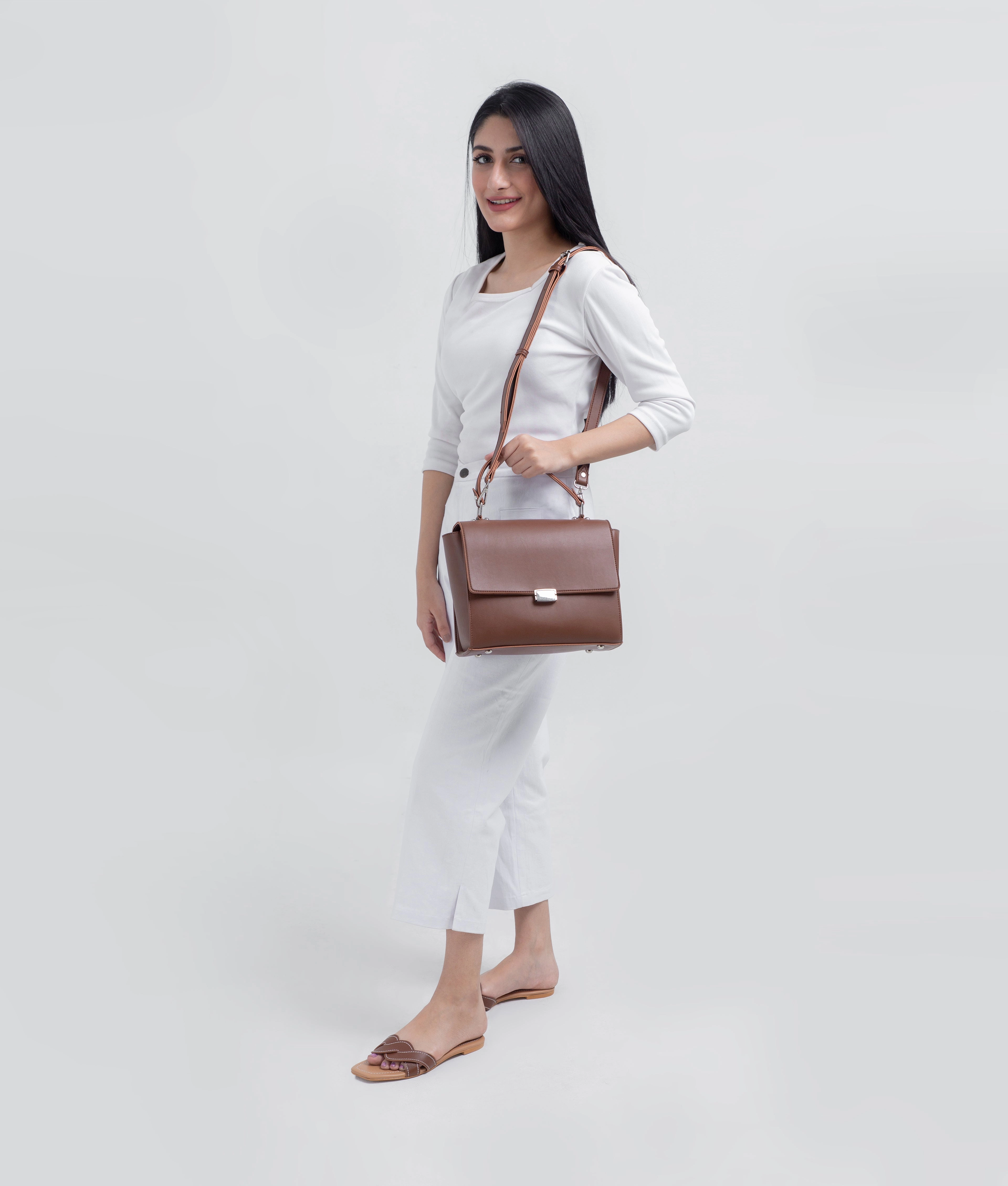 Brown mini messenger bag