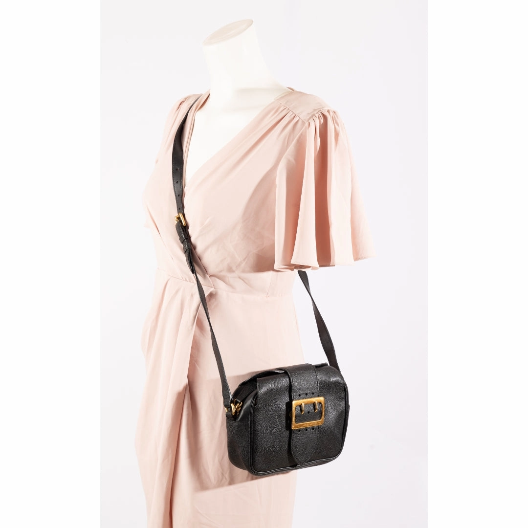 Burberry Black Leather Small Medley Buckle Crossbody Bag