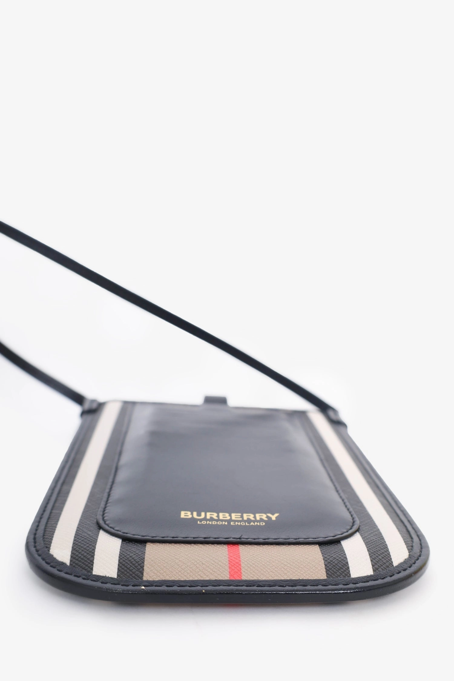 Burberry Brown Icon Stripe Anne Anne E-Canvas Phone Crossbody Bag