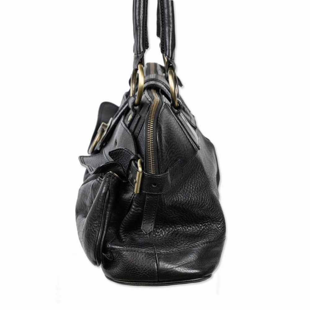 Burberry London Black Leather Pocket Shoulder Bag