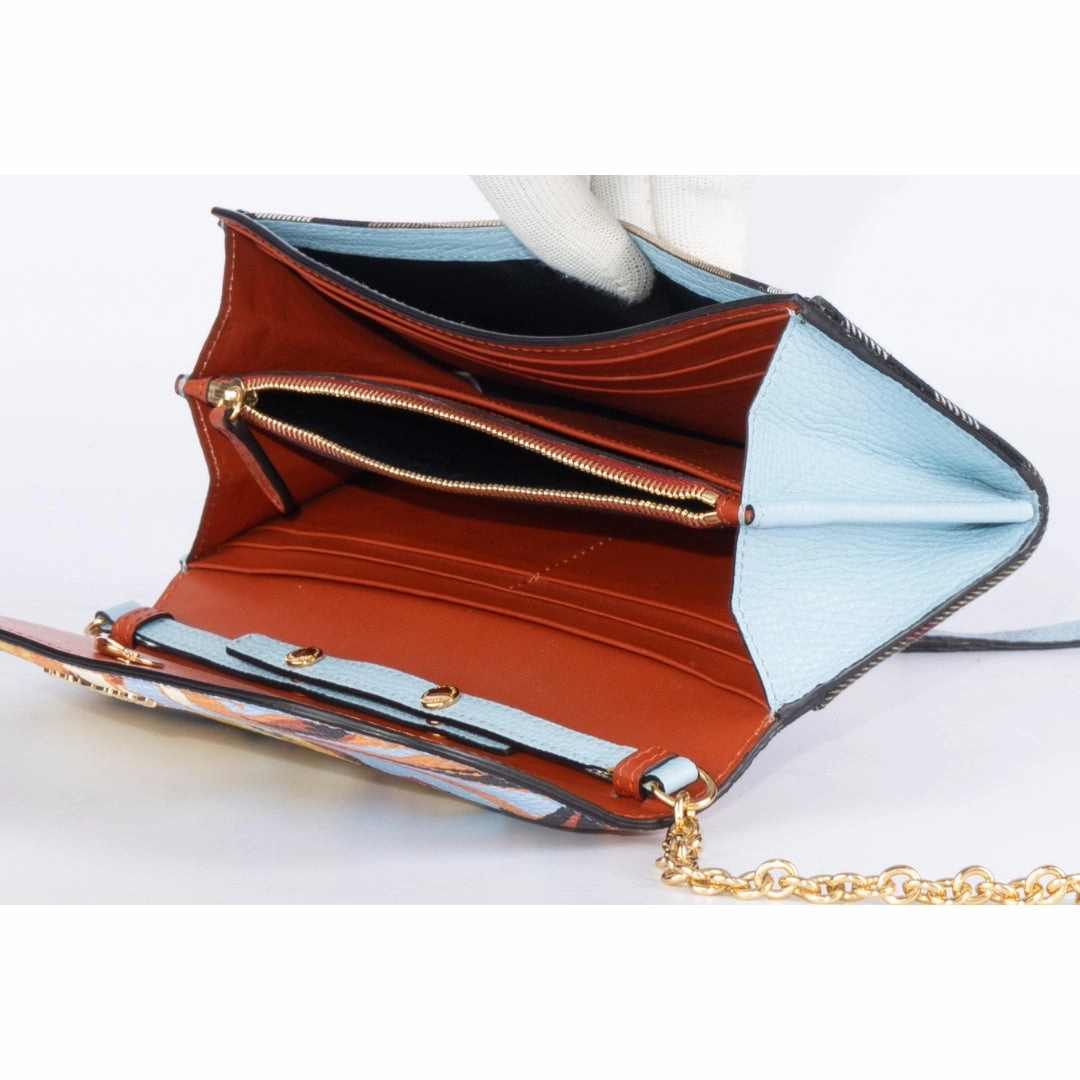 Burberry Multicolor Haymarket Check Floral Wallet on Chain Crossbody Bag