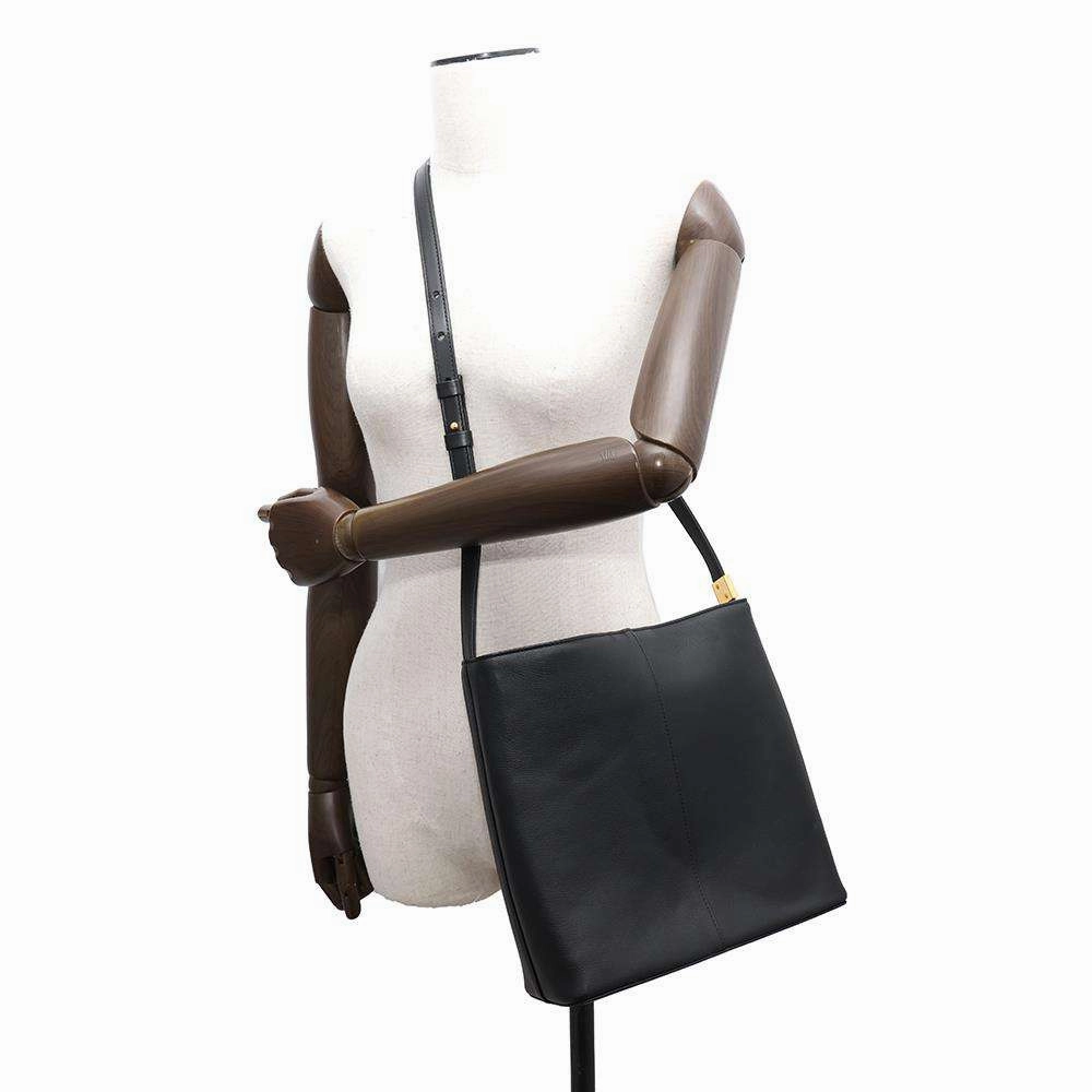 BURBERRY Nova Check Shoulder Bag Black Leather