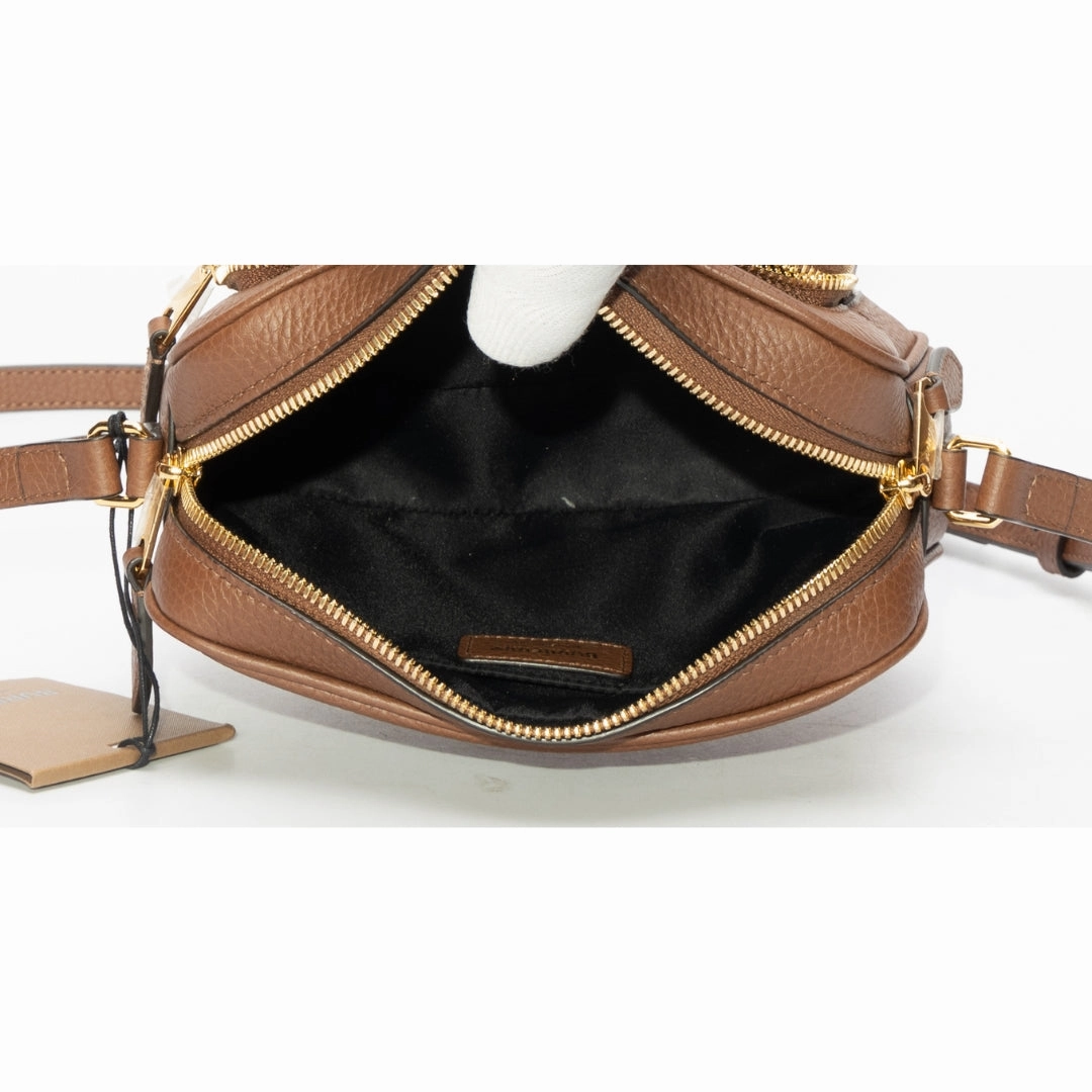 Burberry Small Branded Brown Leather Camera Crossbody Bag