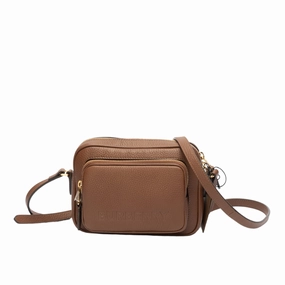 Burberry Small Branded Brown Leather Camera Crossbody Bag