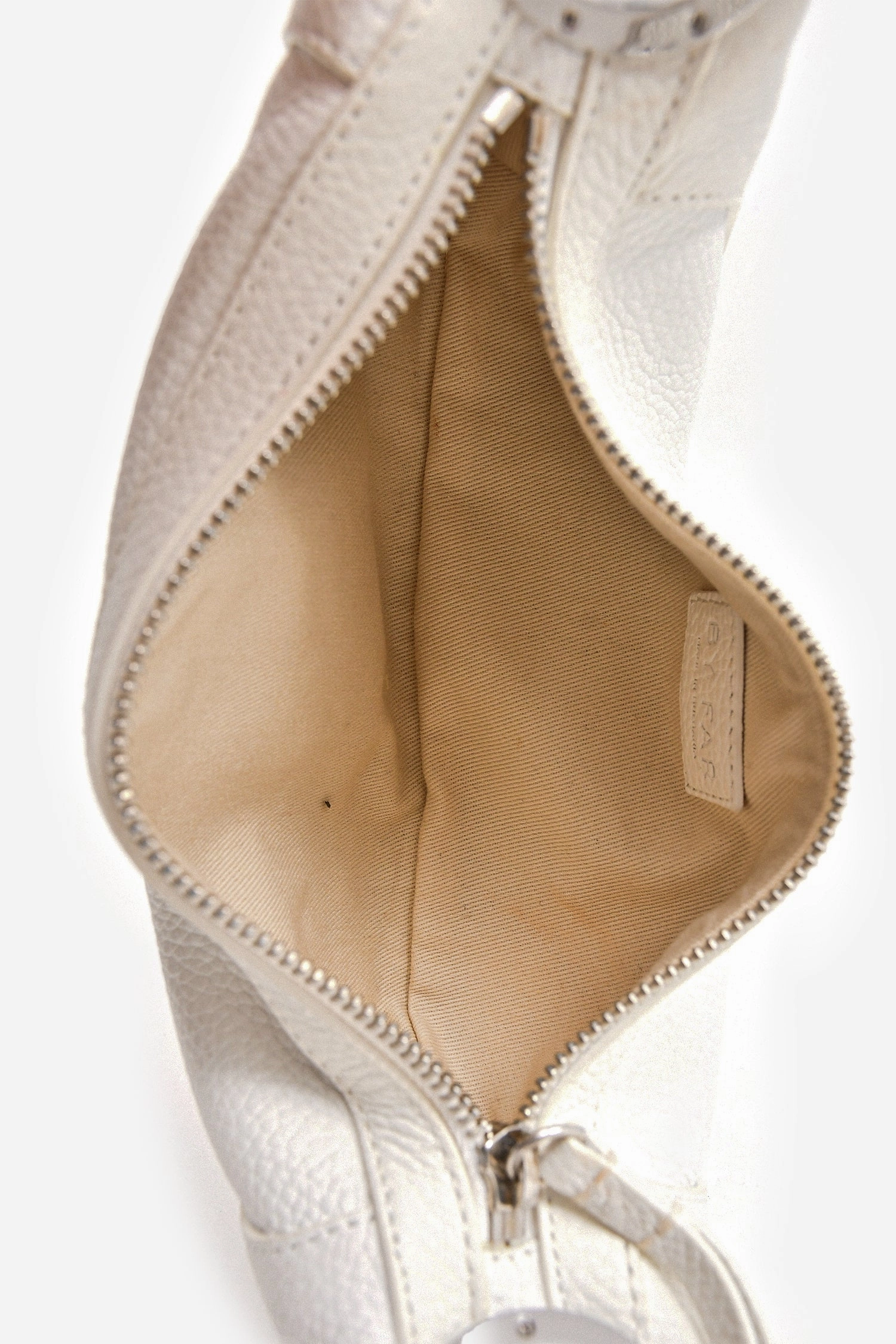 By Far White Grained Leather Amira Shoulder Bag