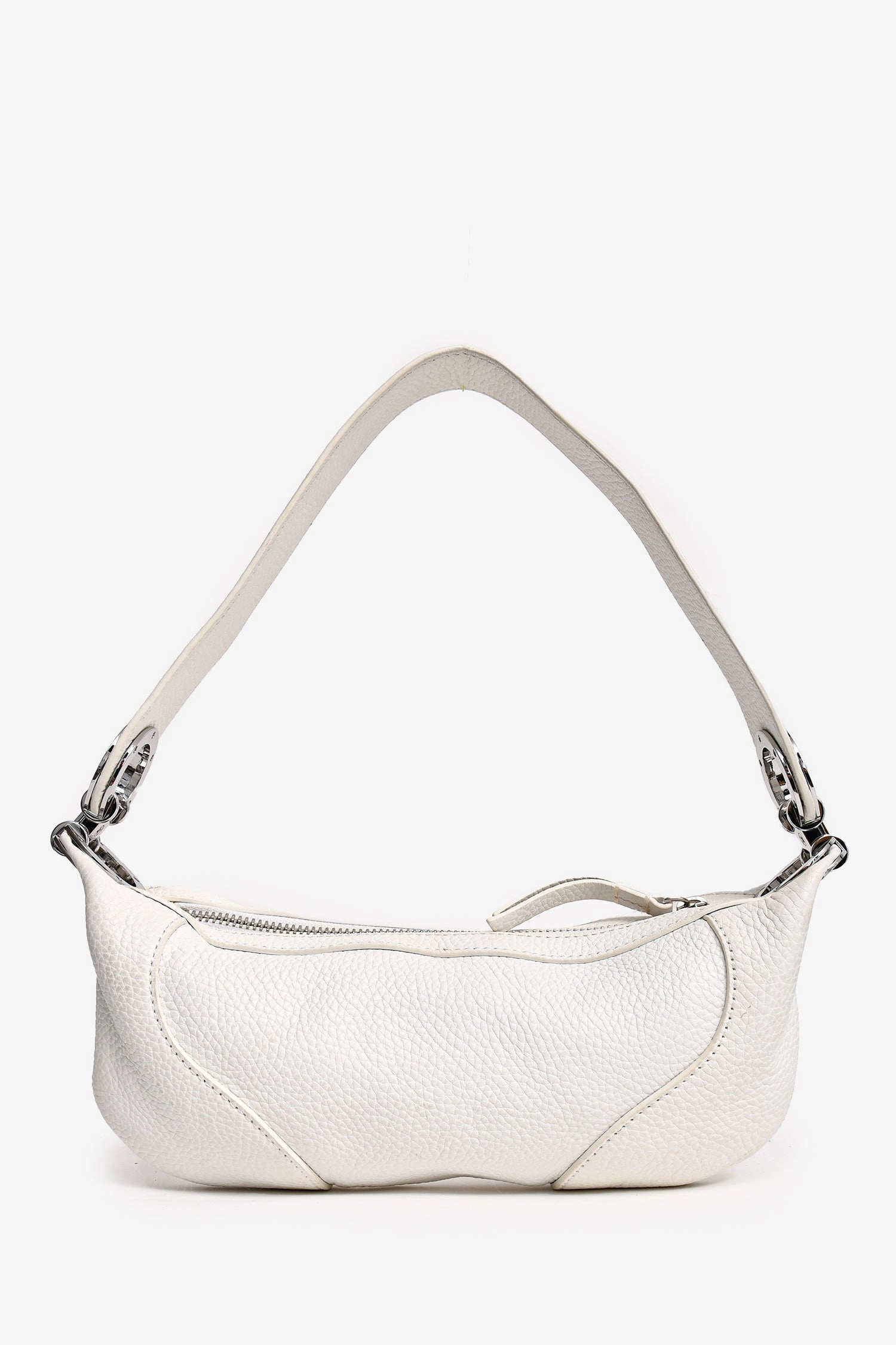 By Far White Grained Leather Amira Shoulder Bag
