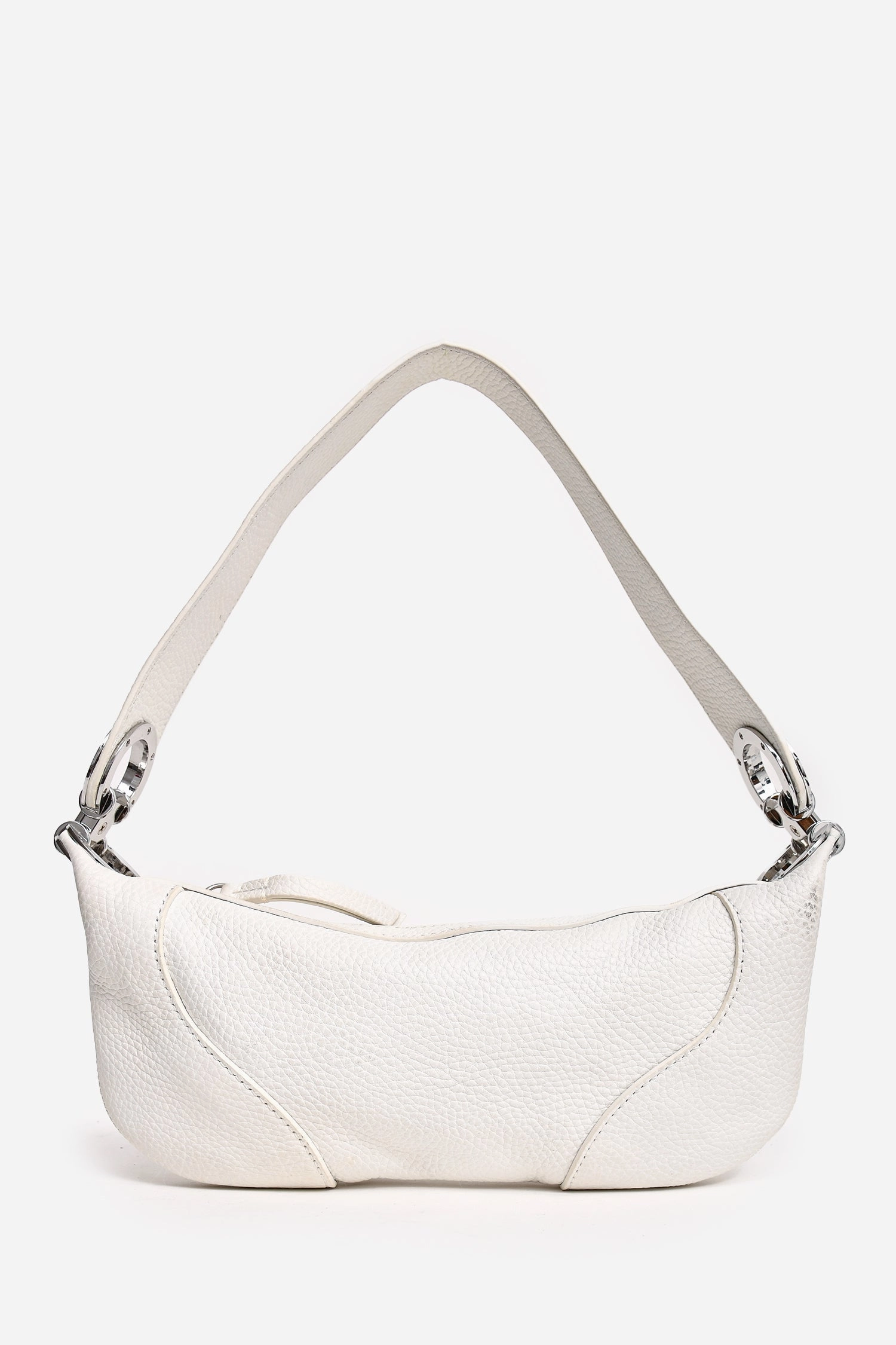 By Far White Grained Leather Amira Shoulder Bag