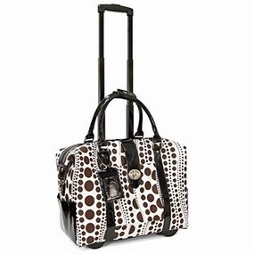 Cabrelli Wavy Polka Dot Laptop Rollerbrief, White/Brown, One Size
