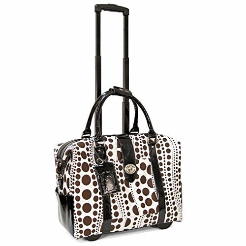 Cabrelli Wavy Polka Dot Laptop Rollerbrief, White/Brown, One Size