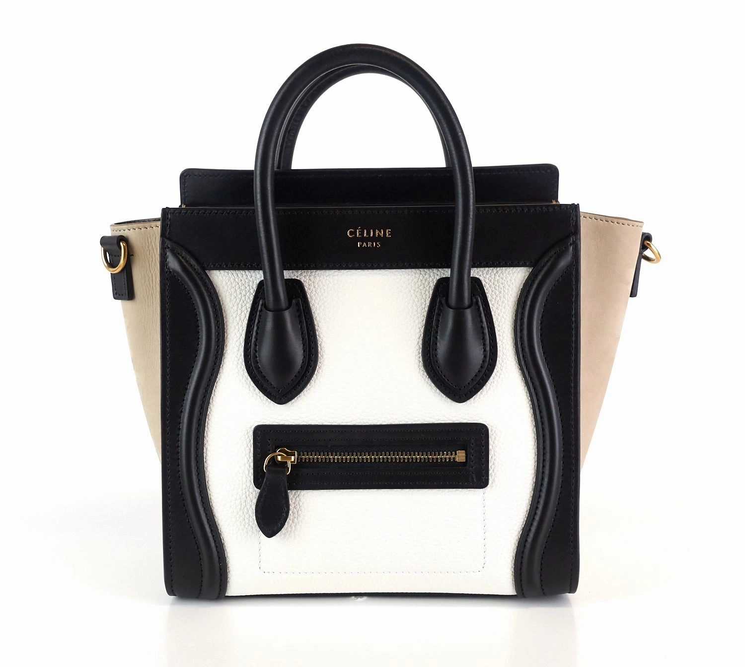 Calf Leather and Suede Tricolour Nano Luggage Bag