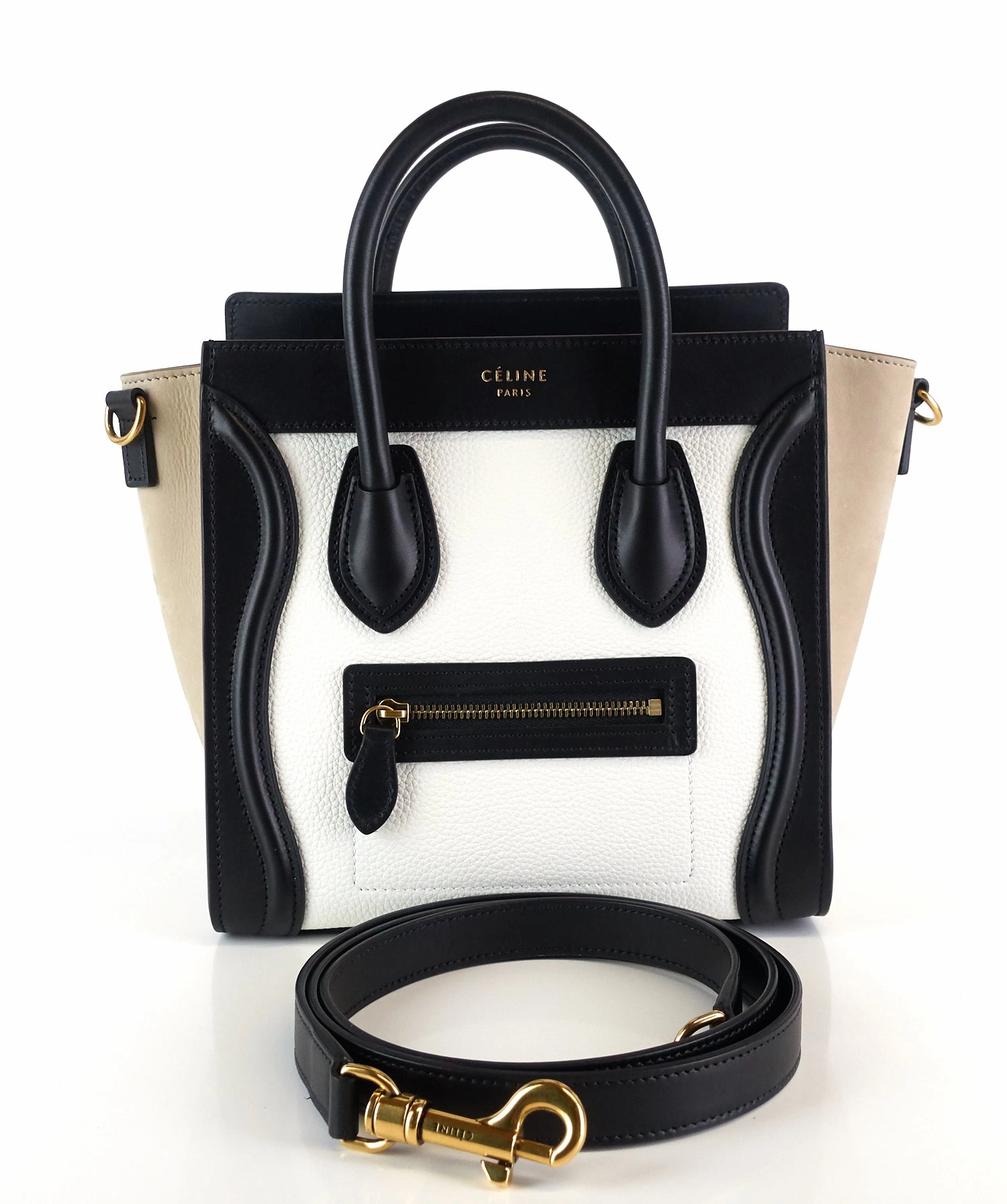 Calf Leather and Suede Tricolour Nano Luggage Bag
