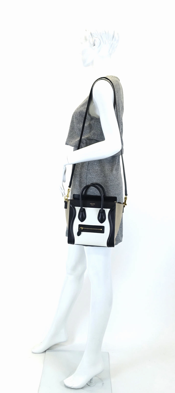 Calf Leather and Suede Tricolour Nano Luggage Bag