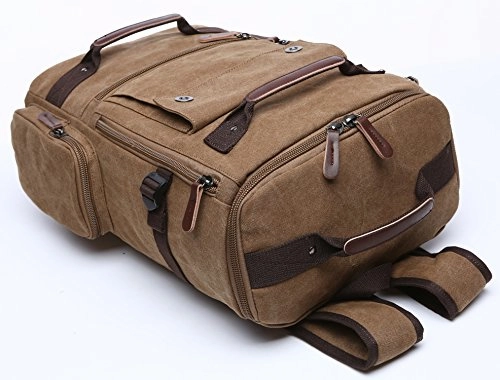 Canvas Backpack, Aidonger Vintage Canvas School Backpack Hiking Travel Rucksack Fits 15'' Laptop