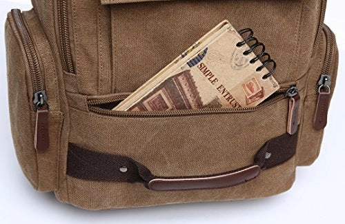 Canvas Backpack, Aidonger Vintage Canvas School Backpack Hiking Travel Rucksack Fits 15'' Laptop