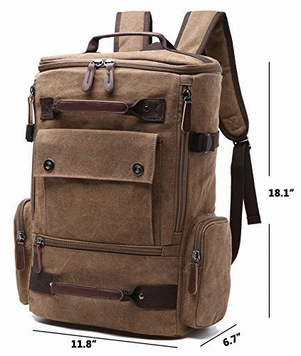 Canvas Backpack, Aidonger Vintage Canvas School Backpack Hiking Travel Rucksack Fits 15'' Laptop