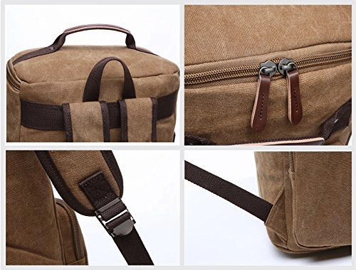 Canvas Backpack, Aidonger Vintage Canvas School Backpack Hiking Travel Rucksack Fits 15'' Laptop