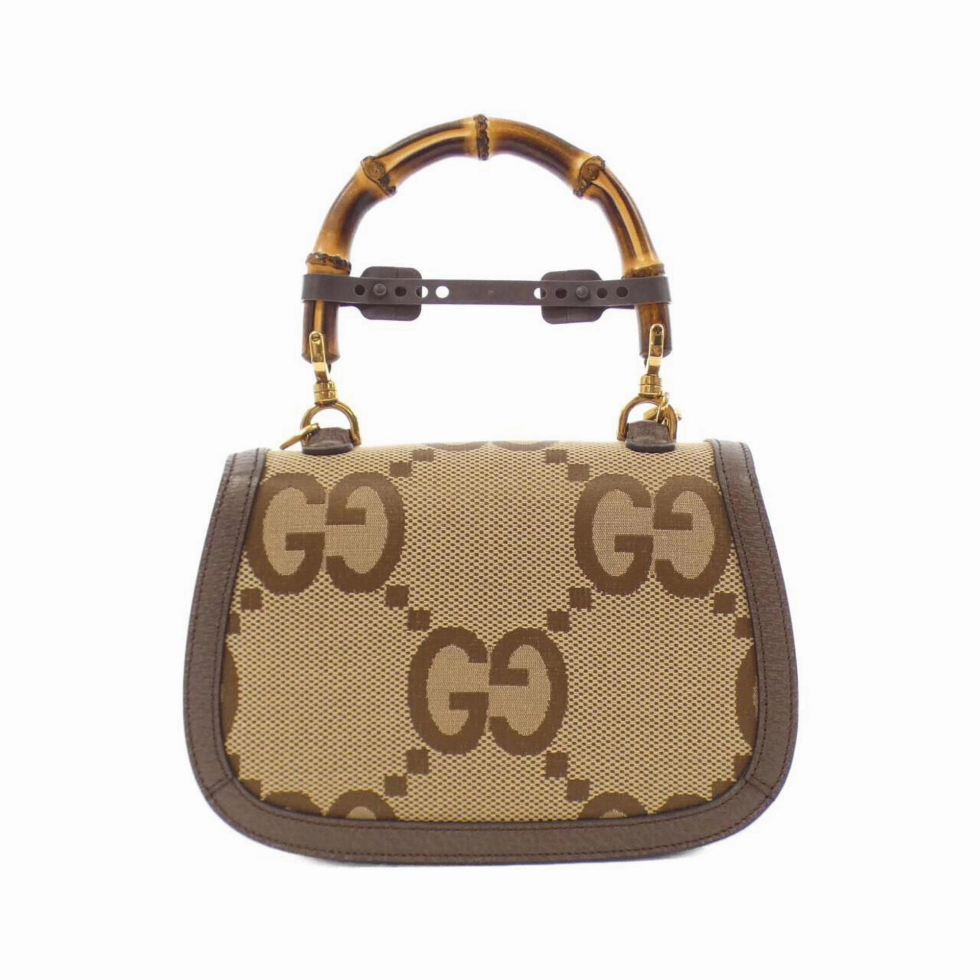 Canvas Bamboo Shoulder Bag with Box and Dust Bag