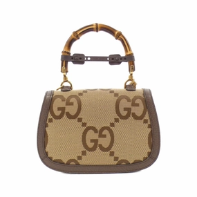 Canvas Bamboo Shoulder Bag with Box and Dust Bag