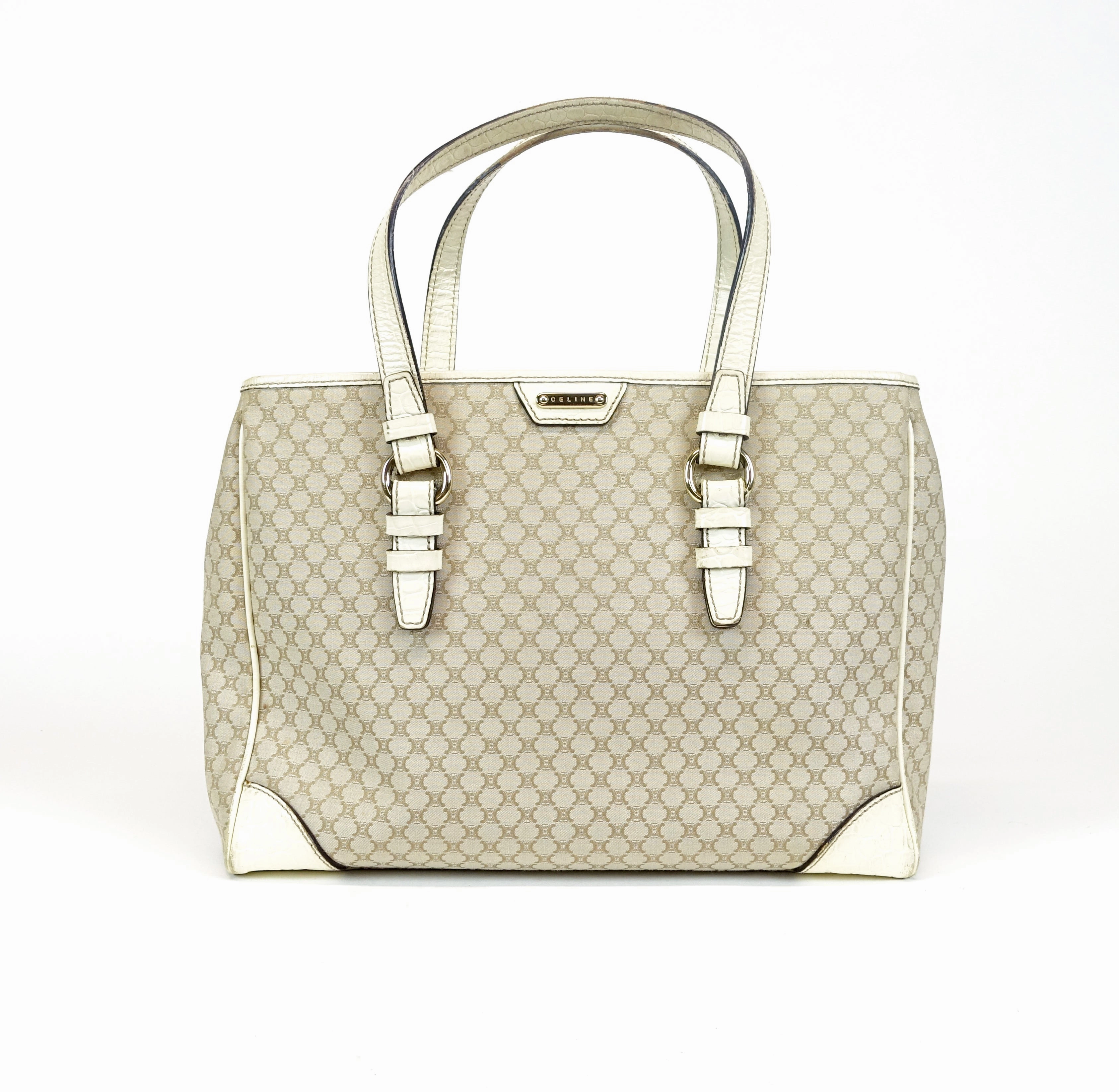 Canvas Ivory Trim Tote Bag