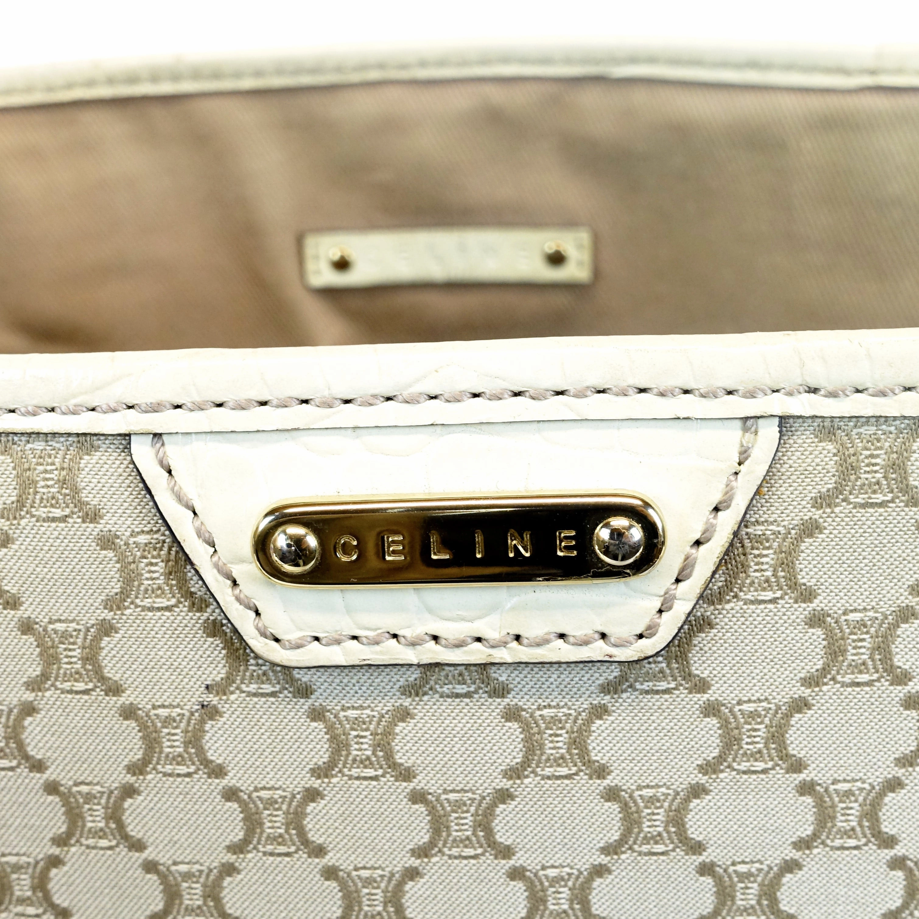 Canvas Ivory Trim Tote Bag