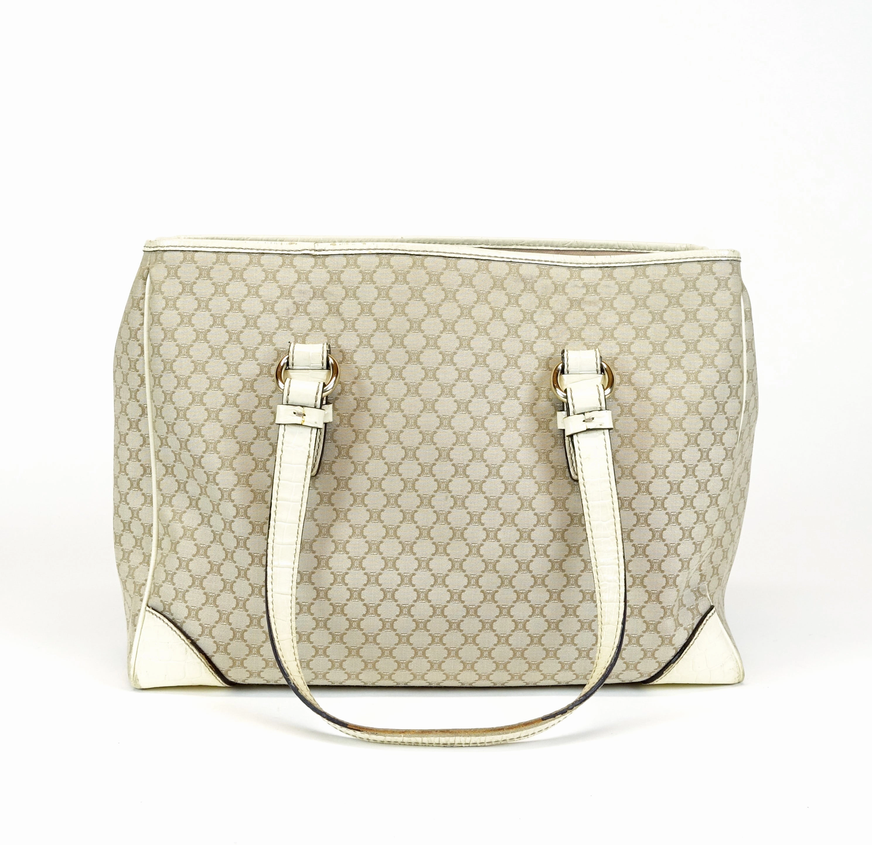 Canvas Ivory Trim Tote Bag
