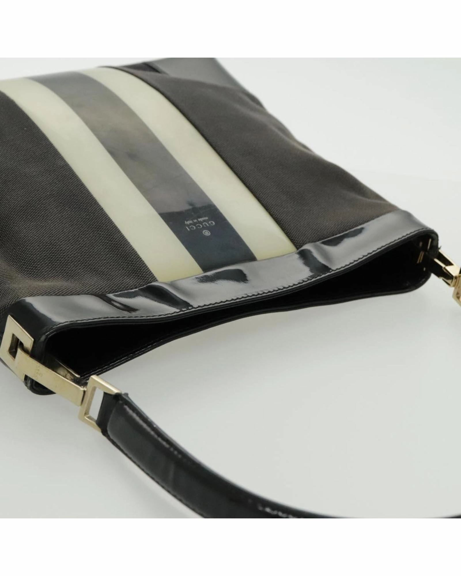 Canvas Shoulder Bag with Gold Accents