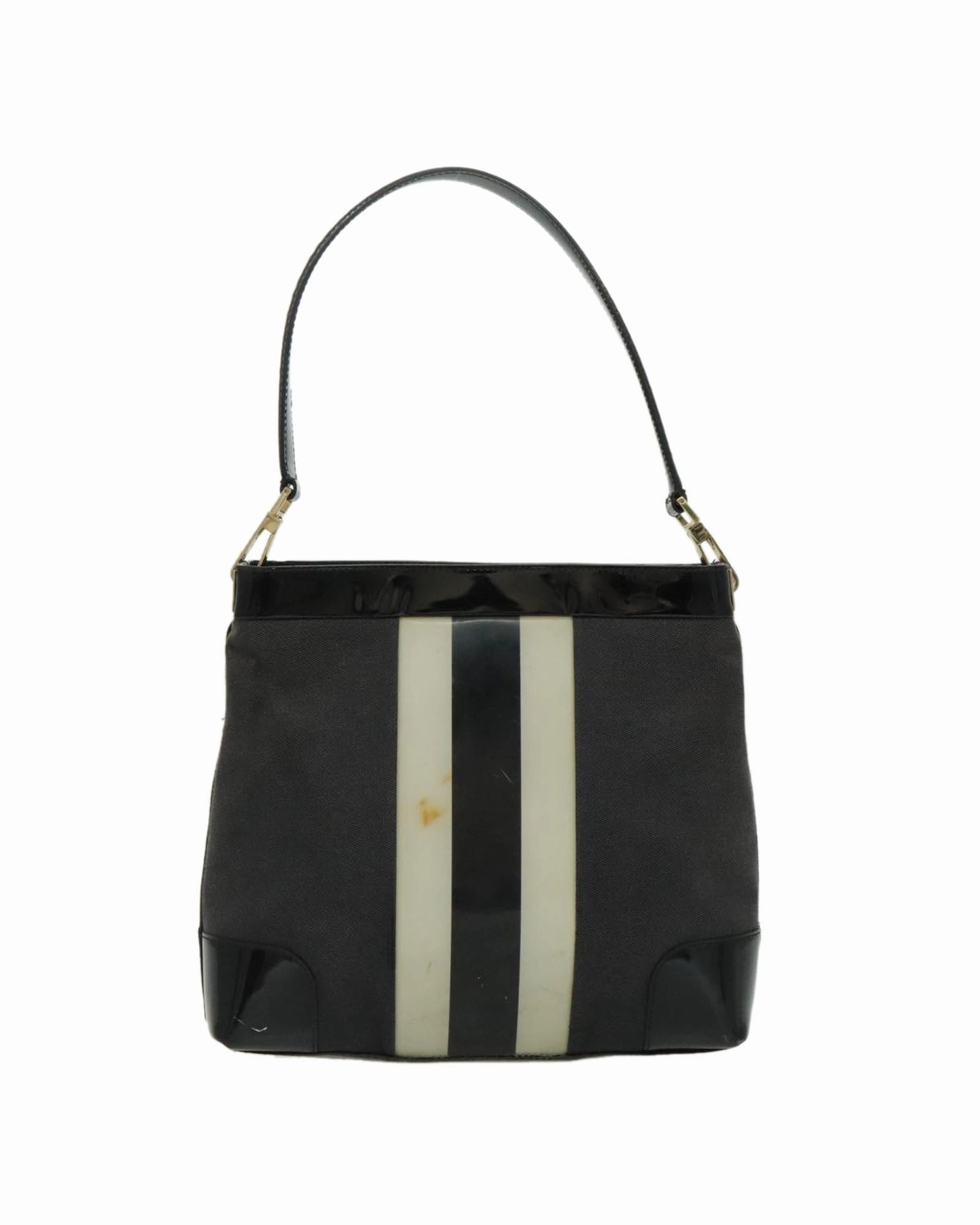 Canvas Shoulder Bag with Gold Accents