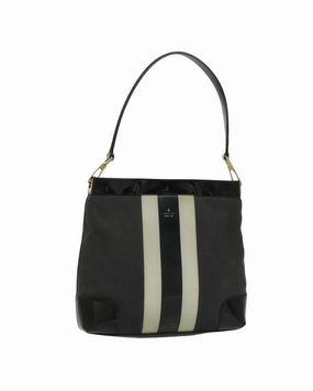 Canvas Shoulder Bag with Gold Accents