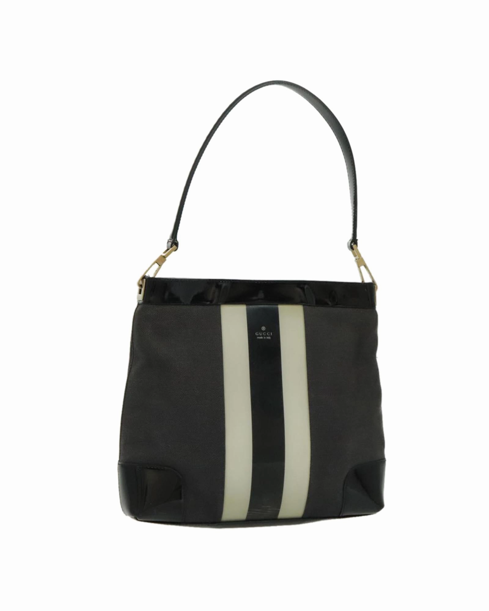 Canvas Shoulder Bag with Gold Accents