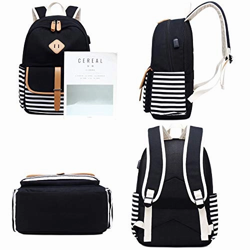 Canvas Travel Laptop Backpacks Womens College Backpack School Bag 15 inch USB Daypack Outdoor