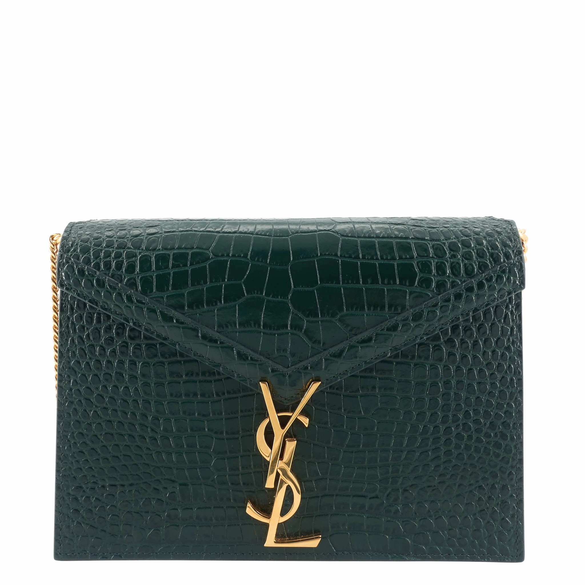 Cassandre Croc Embossed Leather Chain Bag