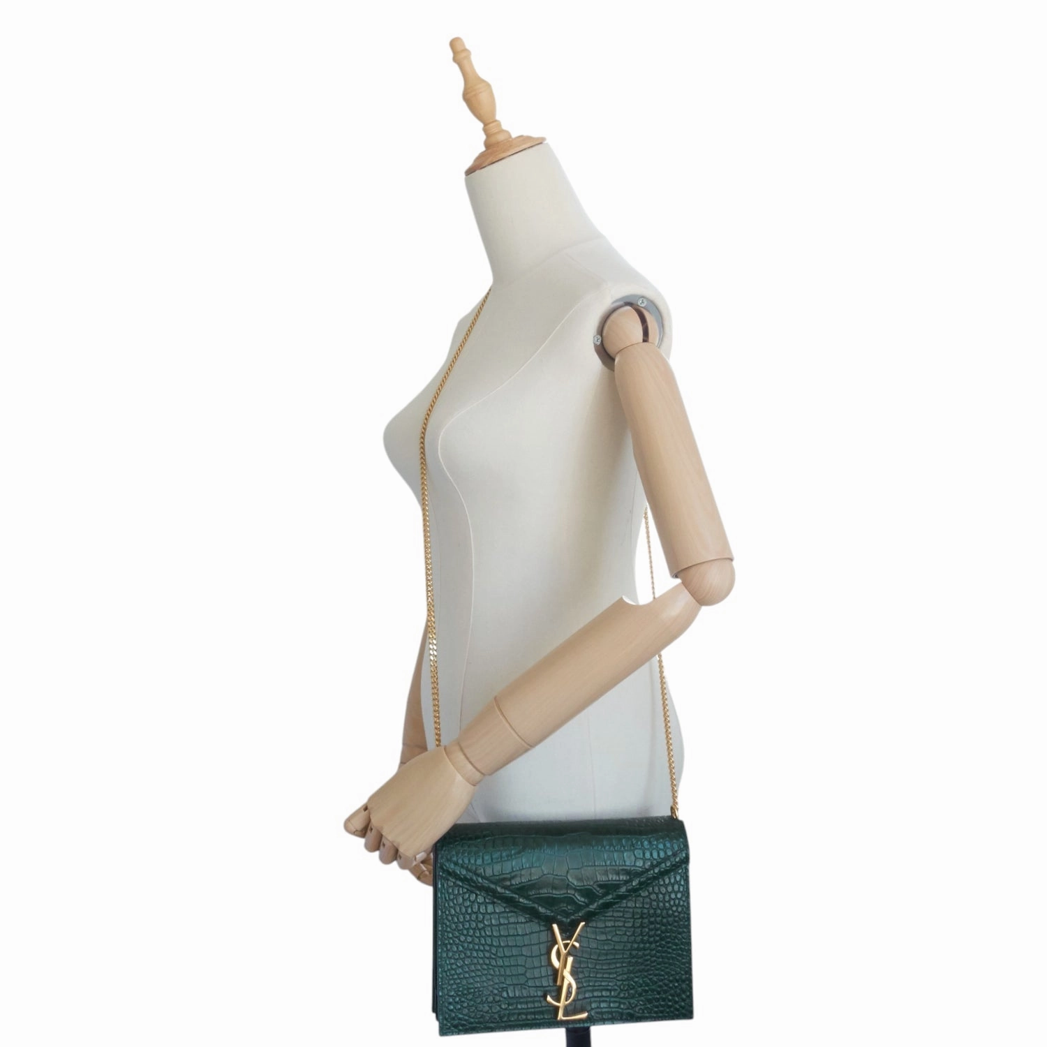 Cassandre Croc Embossed Leather Chain Bag