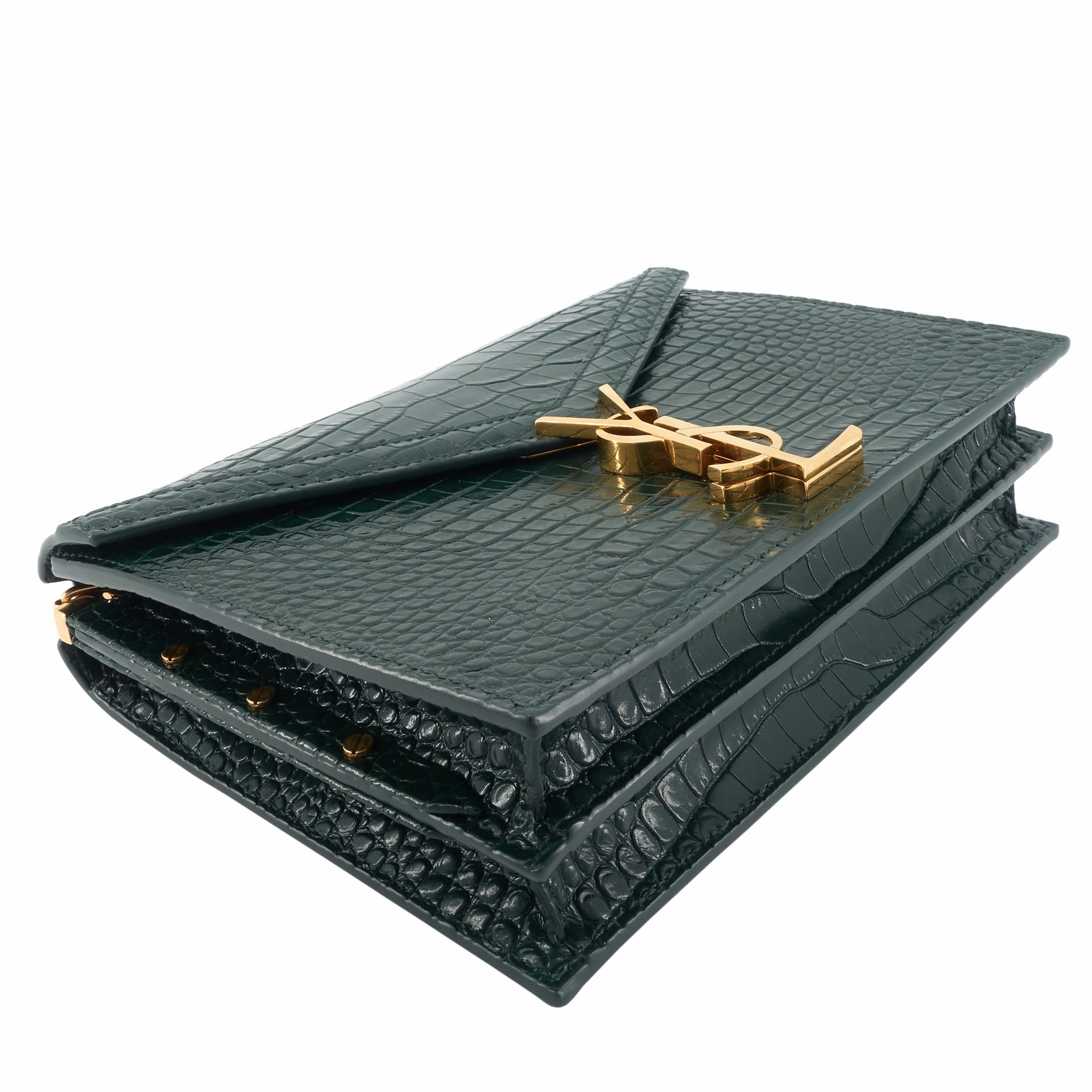 Cassandre Croc Embossed Leather Chain Bag