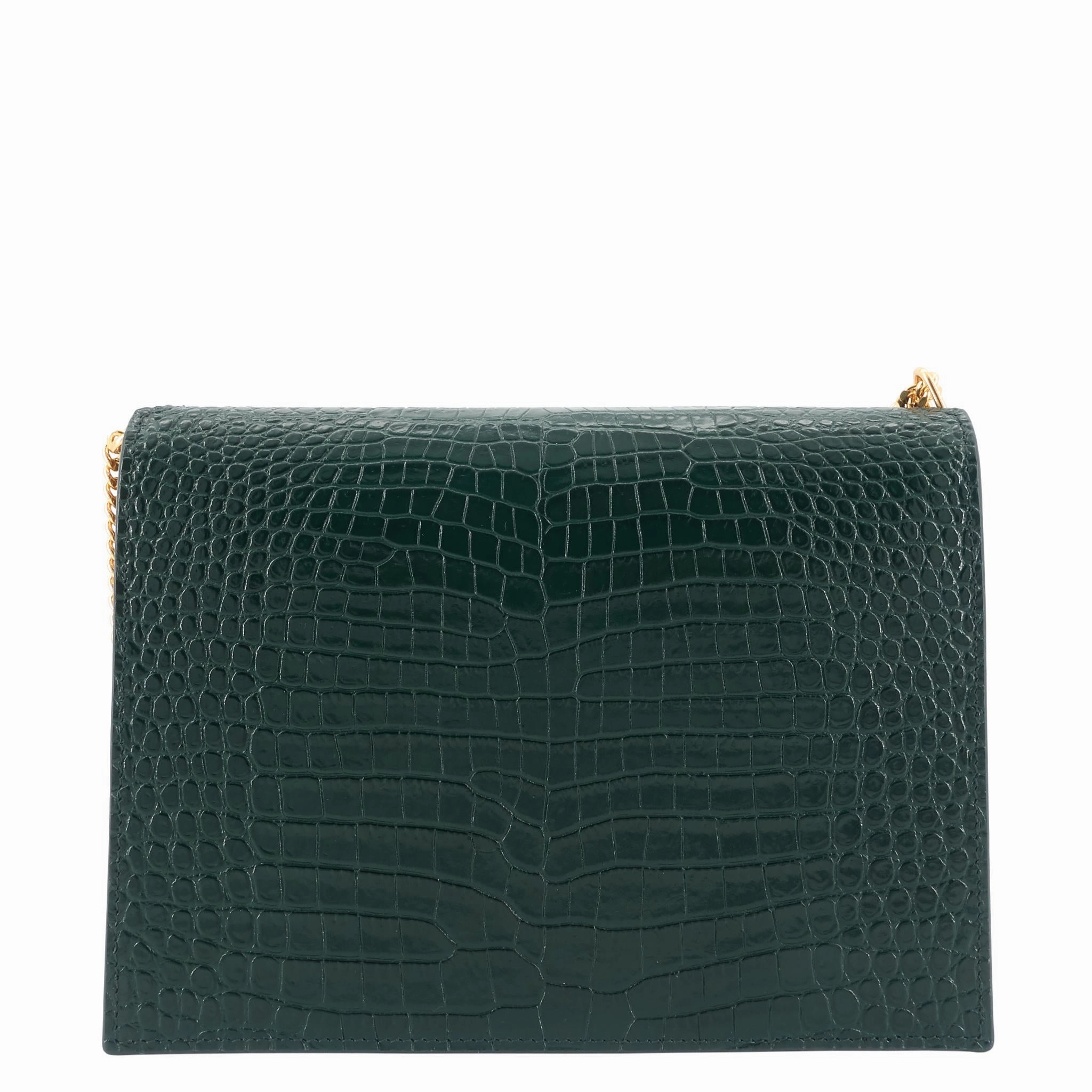 Cassandre Croc Embossed Leather Chain Bag