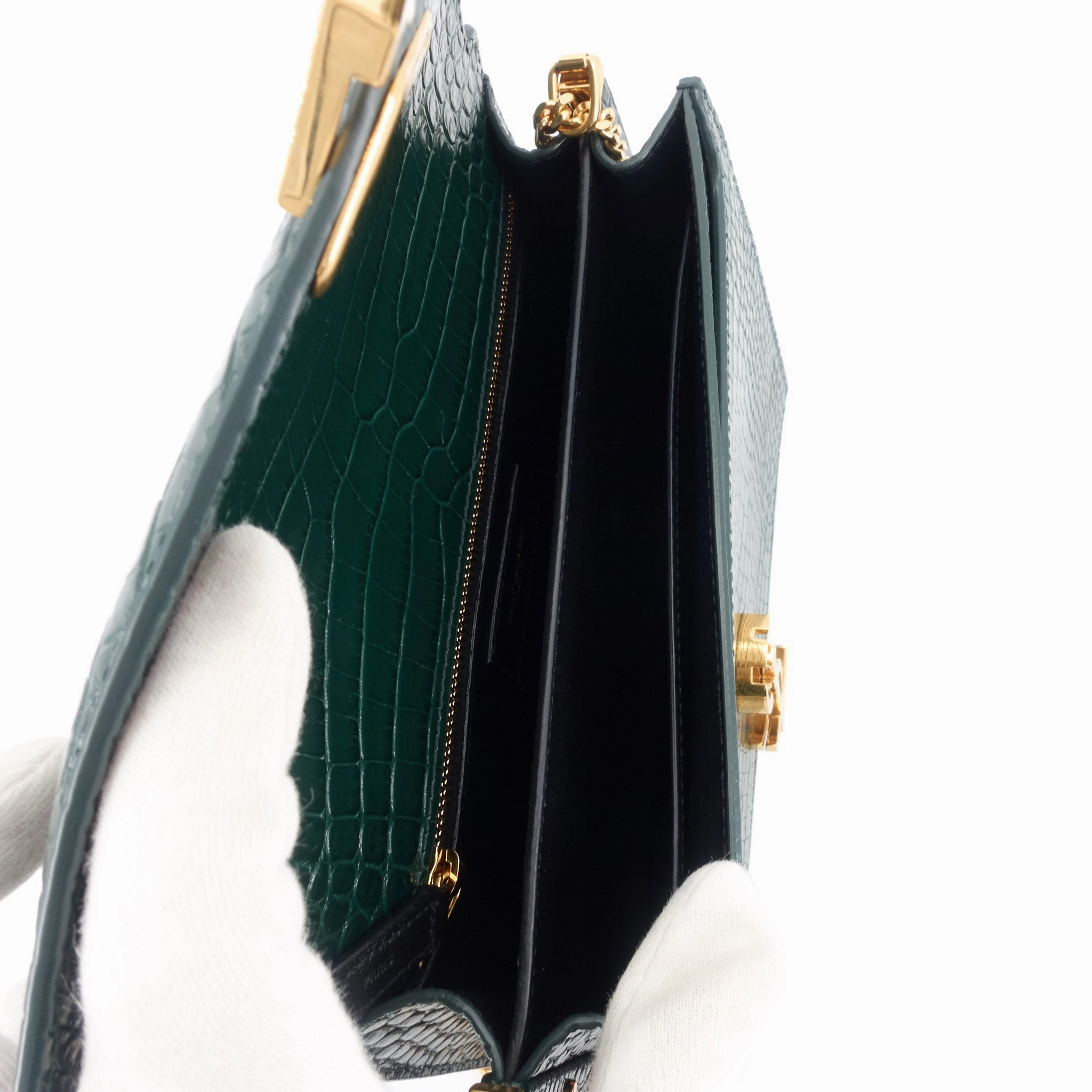 Cassandre Croc Embossed Leather Chain Bag