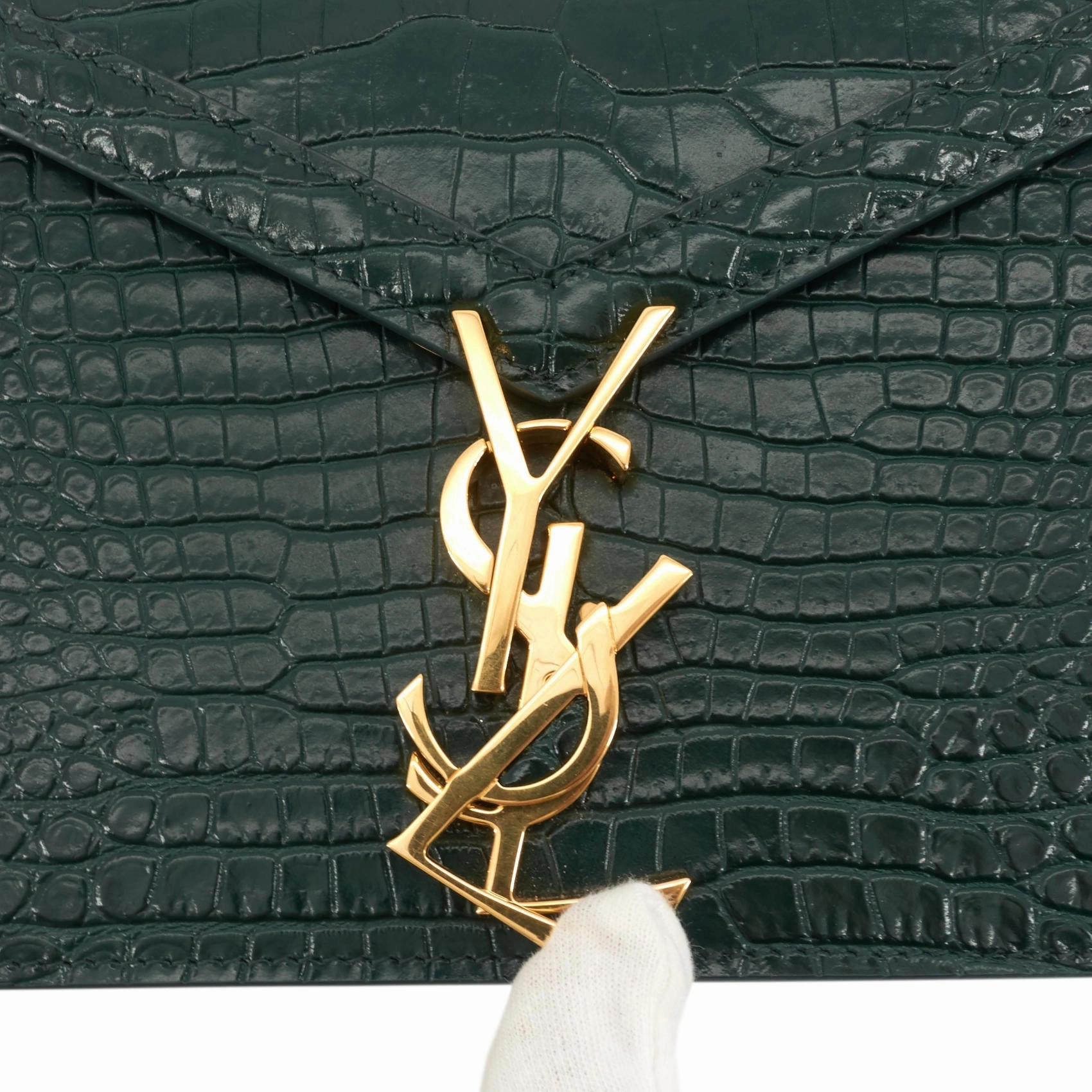 Cassandre Croc Embossed Leather Chain Bag