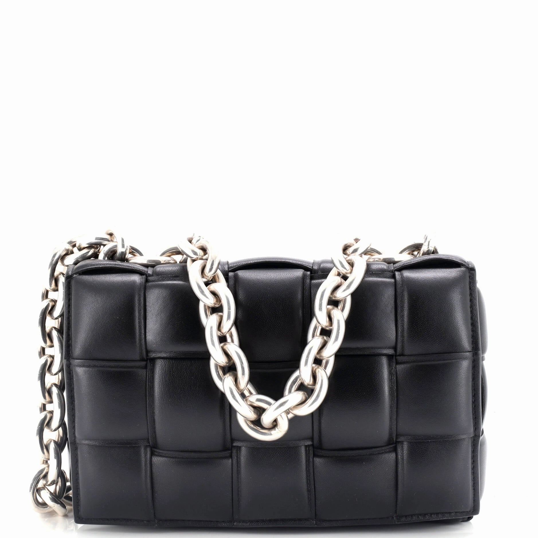 Cassette Chain Crossbody Bag Padded Maxi Intrecciato Leather