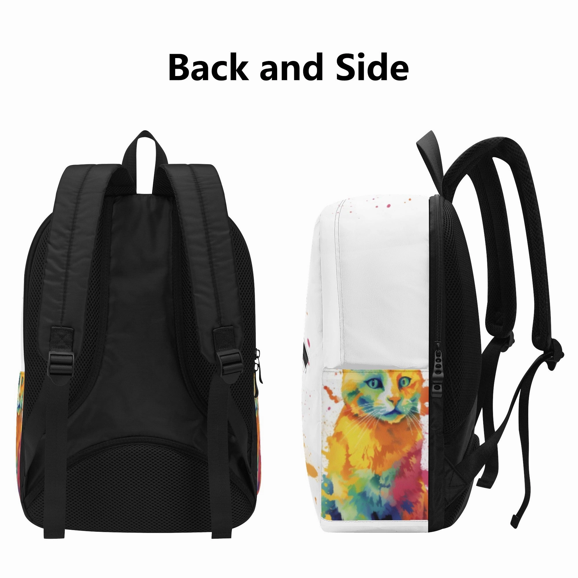 Cat Print  New Half Printing Laptop Backpack