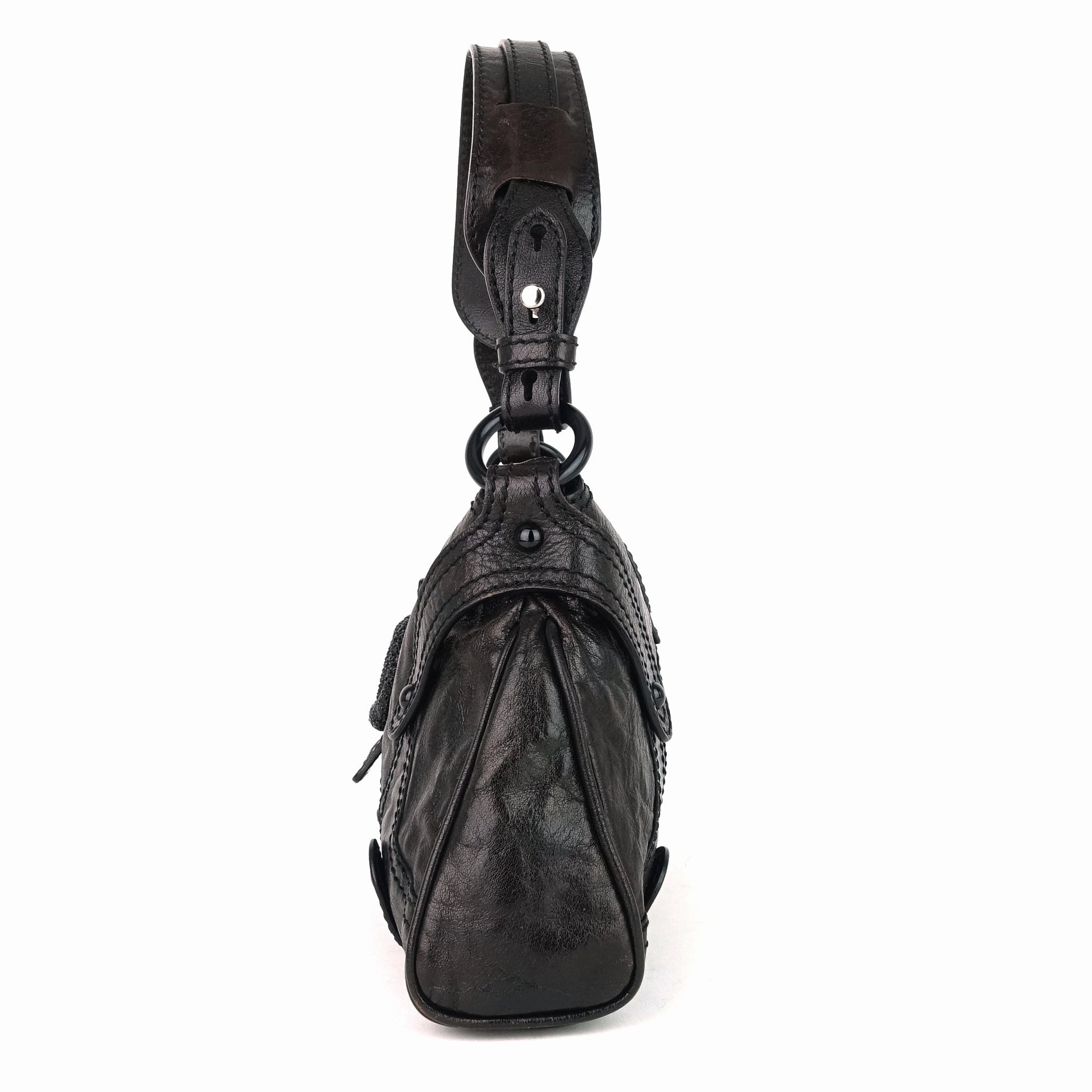 Catch Purse Crystal Logo Clasp Leather Bag