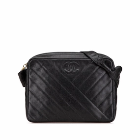 CC Diagonal Quilted Caviar Crossbody